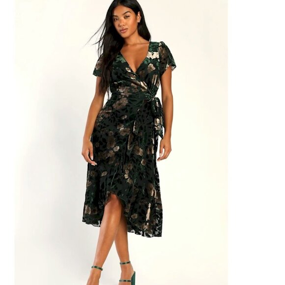 Lulu's Green Floral Midi Dress - Picture 5 of 9